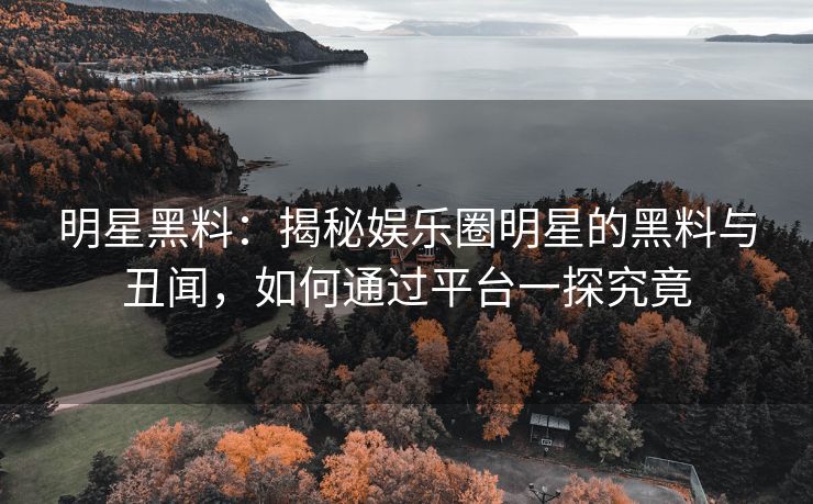 明星黑料：揭秘娱乐圈明星的黑料与丑闻，如何通过平台一探究竟