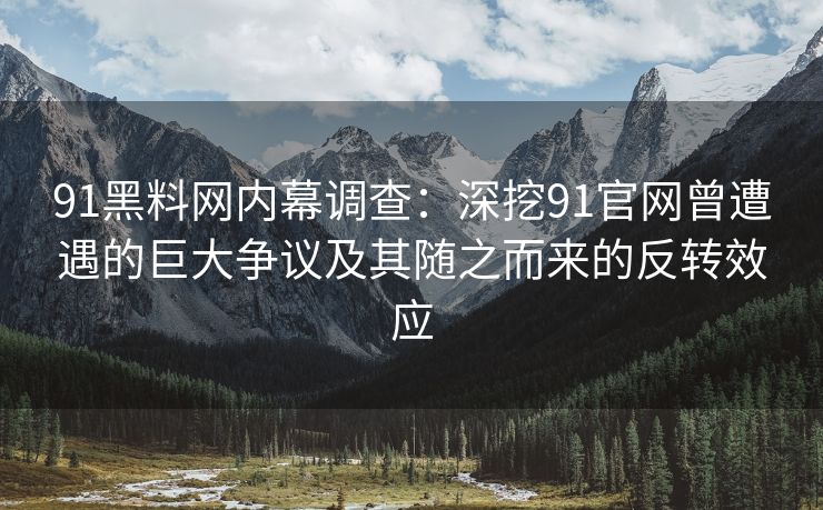 91黑料网内幕调查：深挖91官网曾遭遇的巨大争议及其随之而来的反转效应