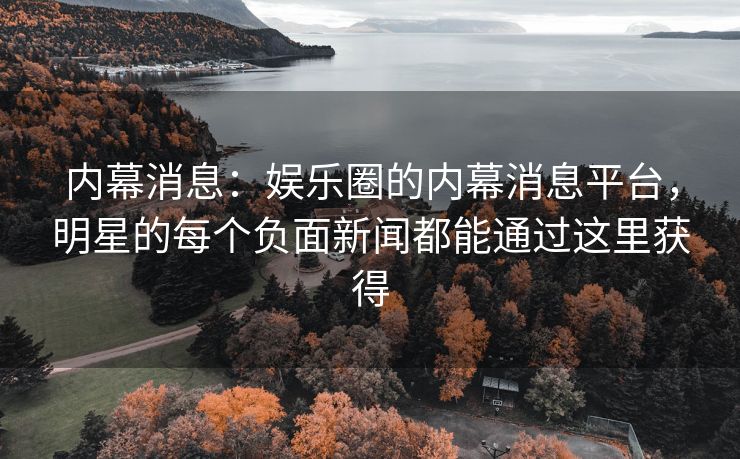 内幕消息：娱乐圈的内幕消息平台，明星的每个负面新闻都能通过这里获得