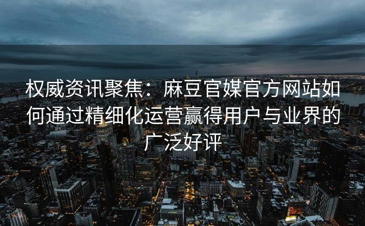 权威资讯聚焦：麻豆官媒官方网站如何通过精细化运营赢得用户与业界的广泛好评