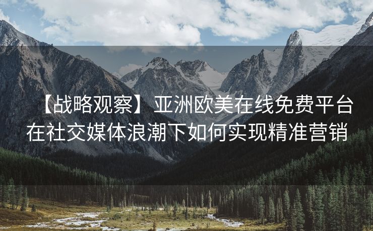 【战略观察】亚洲欧美在线免费平台在社交媒体浪潮下如何实现精准营销